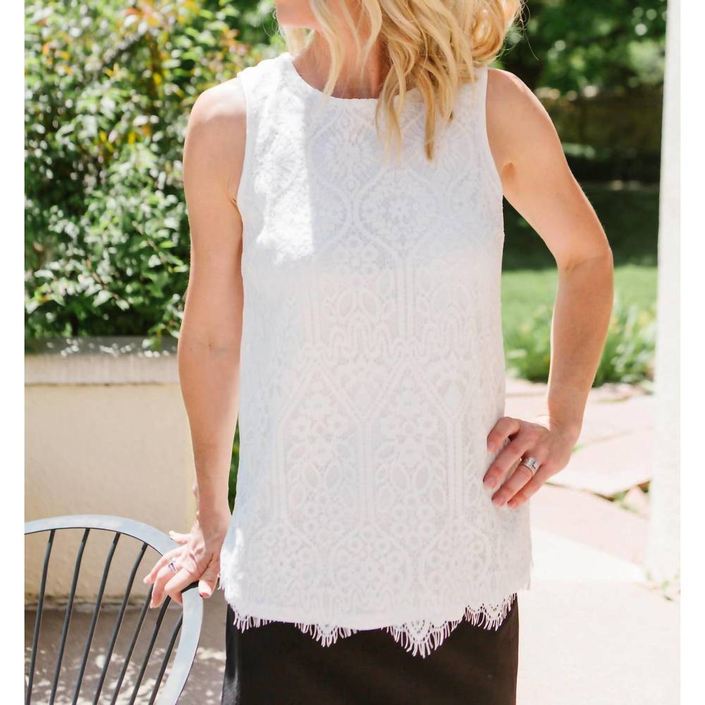 NEW APRICOT eyelash lace tank in off white